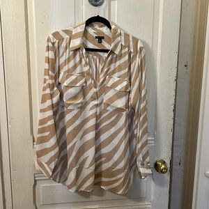 Ann Taylor Animal Print Camp Shirt, size XL